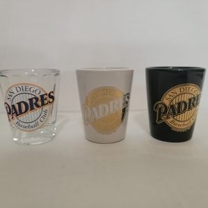 Vintage 90's MLB San Diego Padres Shot Glasses Lot Of 3